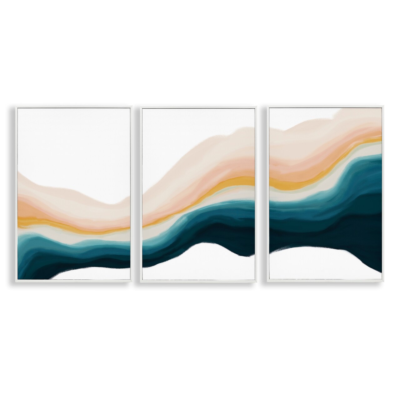 Stupell Industries Fluid Peach Swirl 3pc Framed Giclee Wall Art Set Design by JJ Design House, LLC.